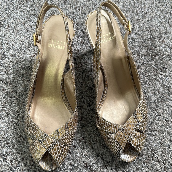 Stuart weitzman snake print leather sandals size 7.5 summer - Picture 7 of 12